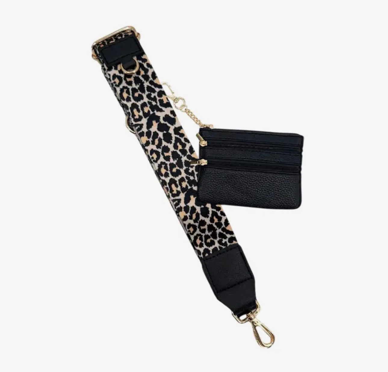 Leopard and Black Crossbody Phone Holder and Wallet