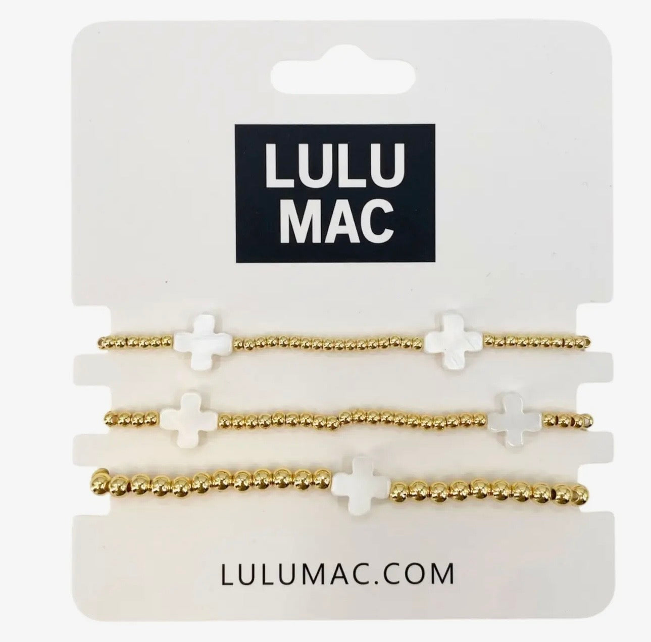Lulu Mac White and Gold Bracelet Set