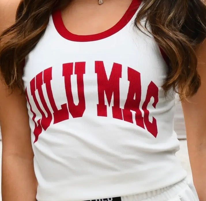 Lulu Mac Tank White/Cardinal