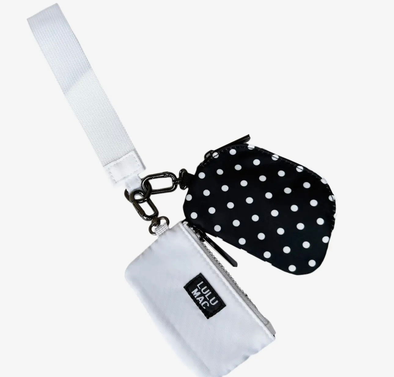 Lulu Mac White/Black Polkadots Wristlet