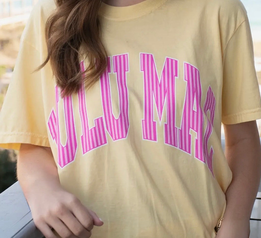 Lulu Mac Light Yellow with Pink Strips Shirt